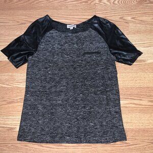 Smart Set T-Shirt with Leather Sleeves Dressy Adult Small